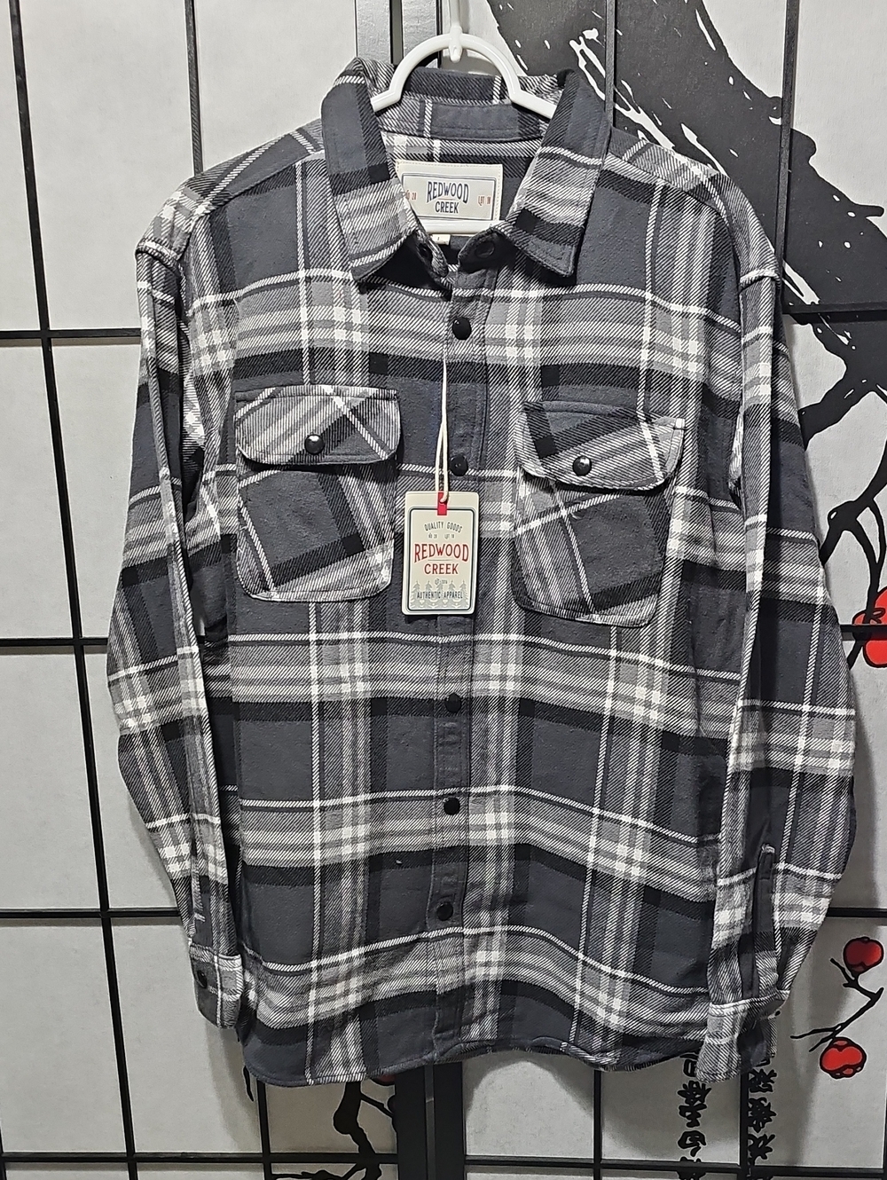 Redwood Creek Plaid Button-Down Shirt Large New